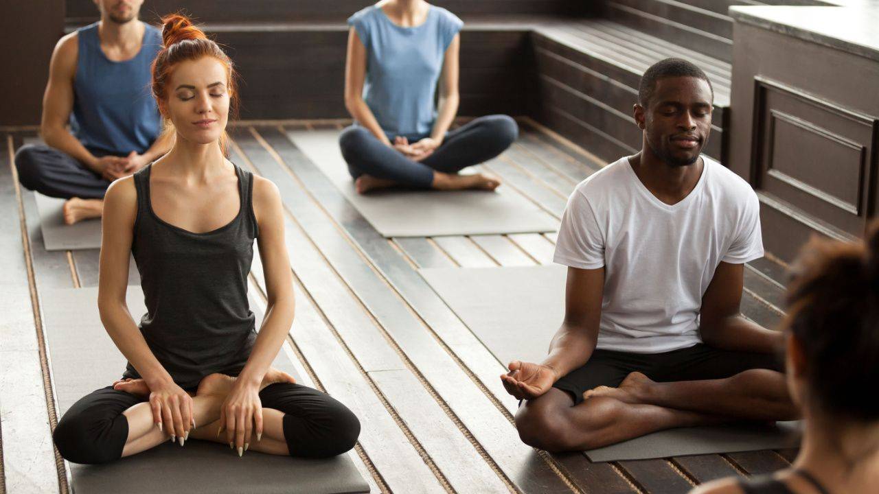 Group meditating in mindfulness practice