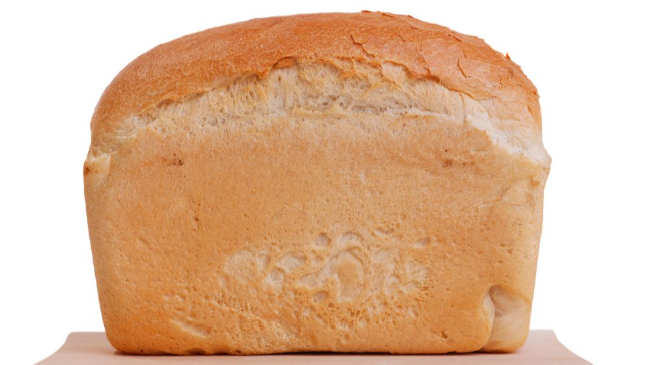 a loaf of white bread seen from the front