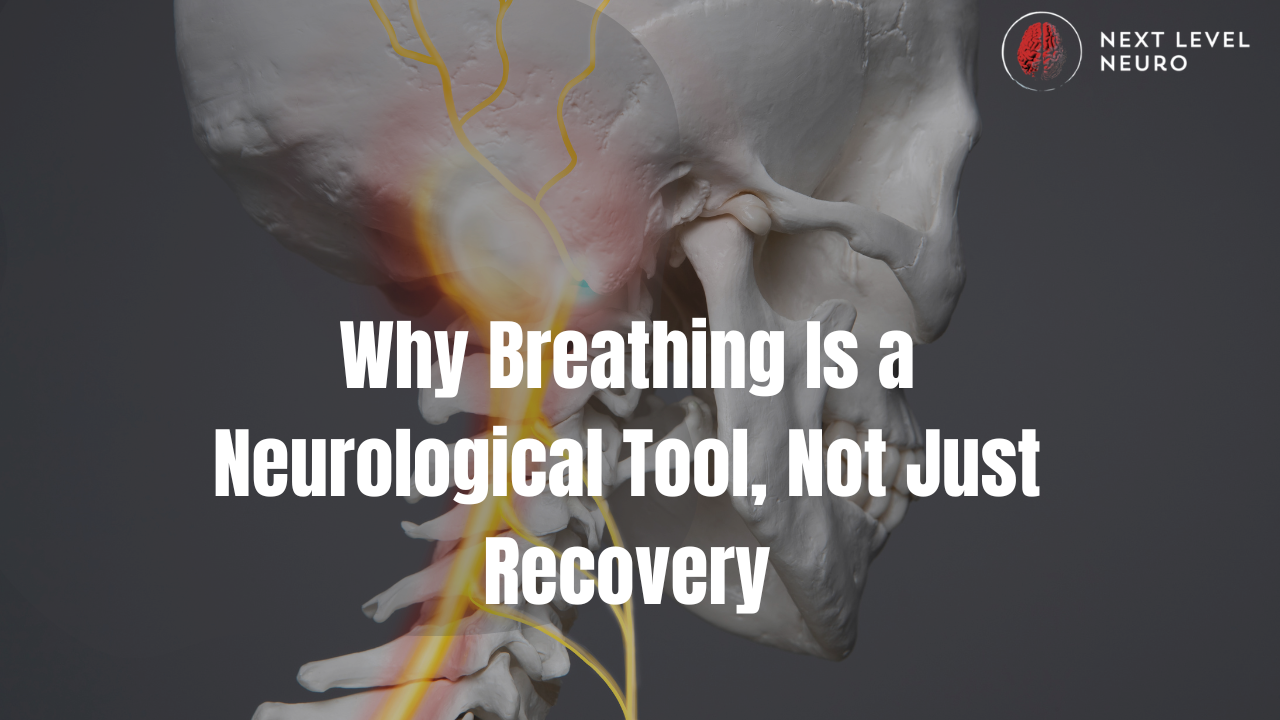 Therapist coaching slow nasal breathing, illustrating CO2 tolerance training used to improve nervous system regulation and neuroplasticity.