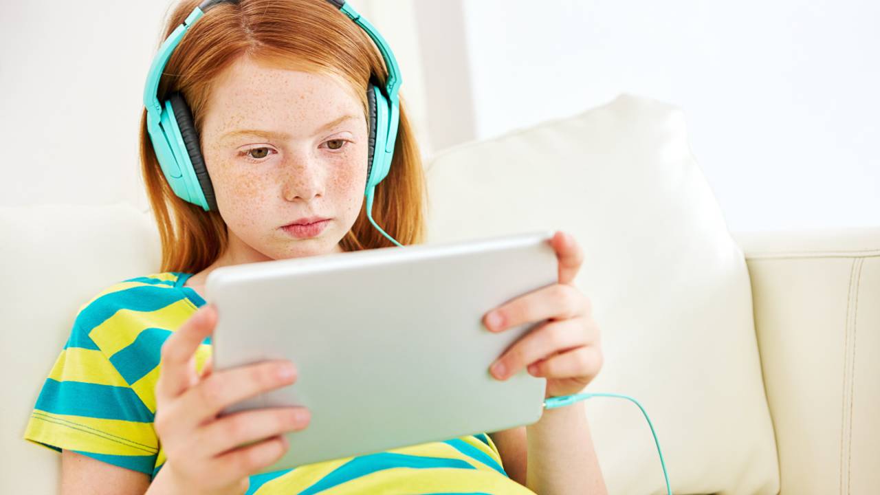 Screen time: Child using tablet
