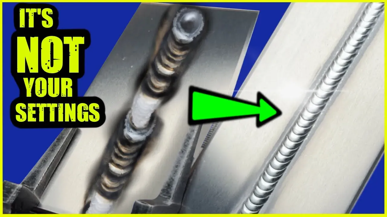 A before-and-after comparison of two TIG weld beads showing how fixing technique — not machine settings — transforms a rough, inconsistent weld into a clean, uniform stringer bead.