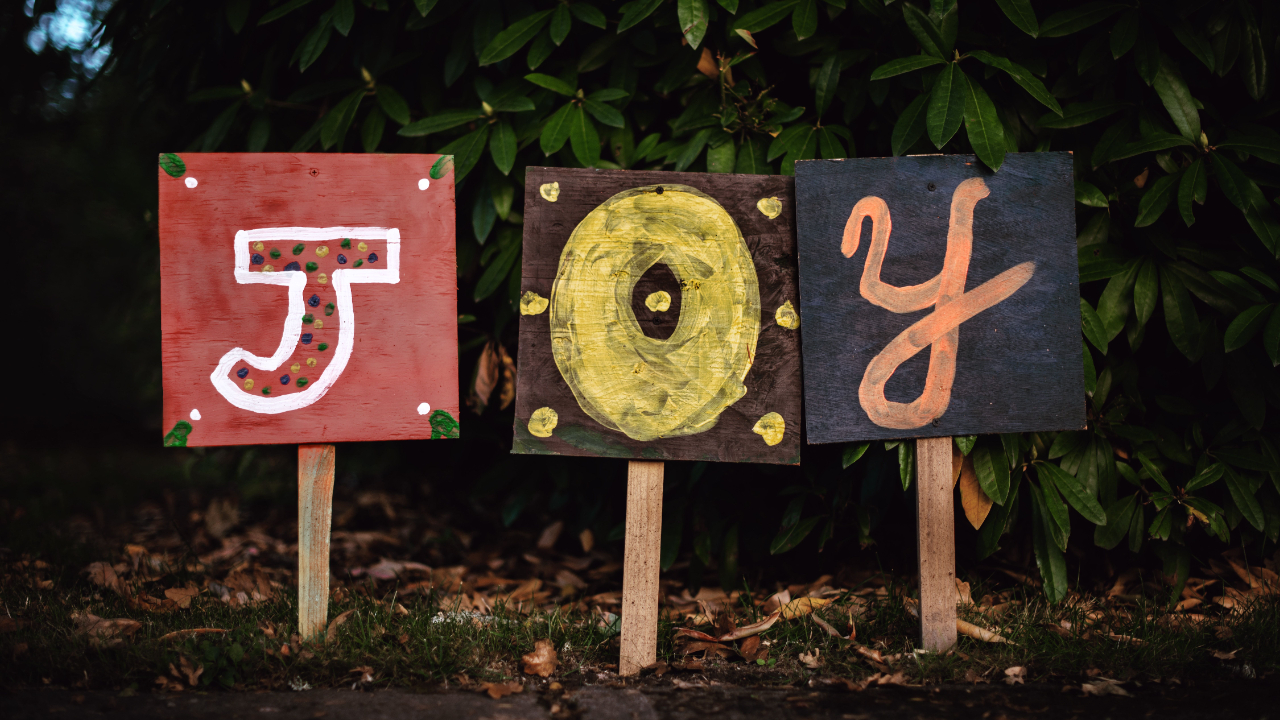 A playful sign with JOY 