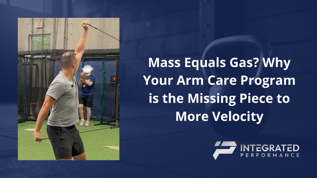 Youth pitcher performing arm care exercises to increase velocity and prevent shoulder pain at Integrated Performance in Westfield.