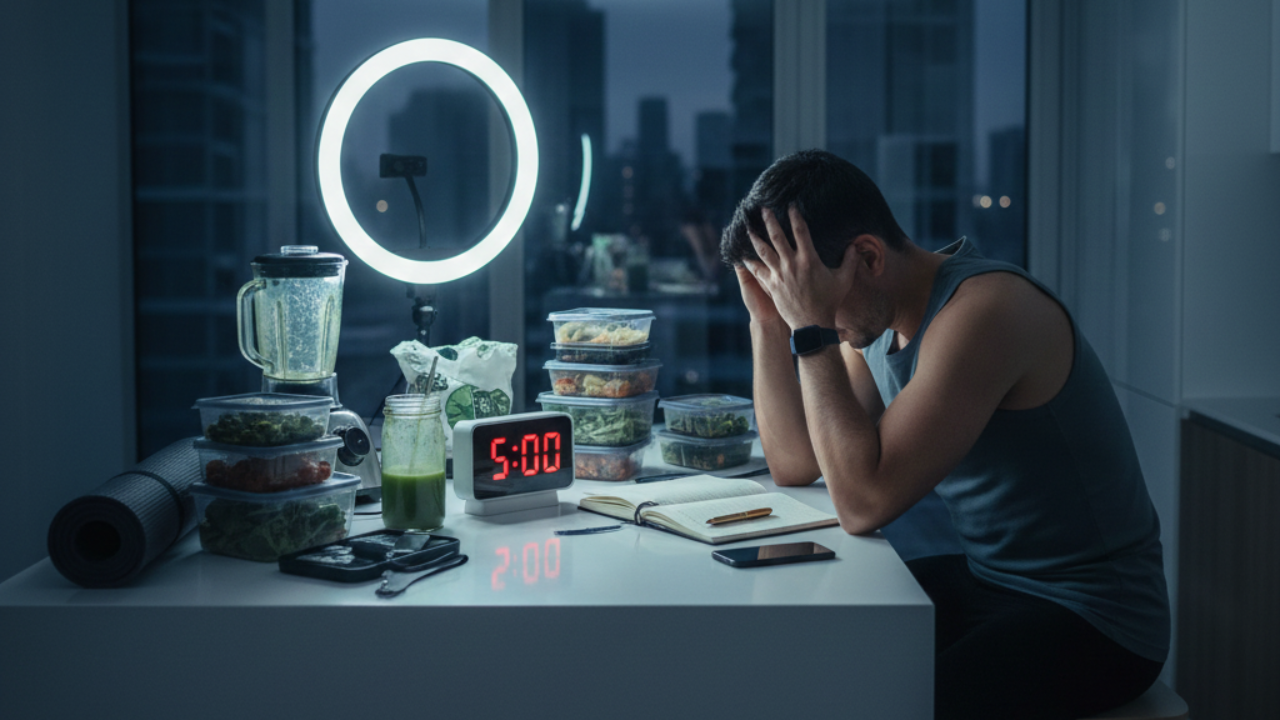 Hombre agotado por tener que hacerlo todo perfecto