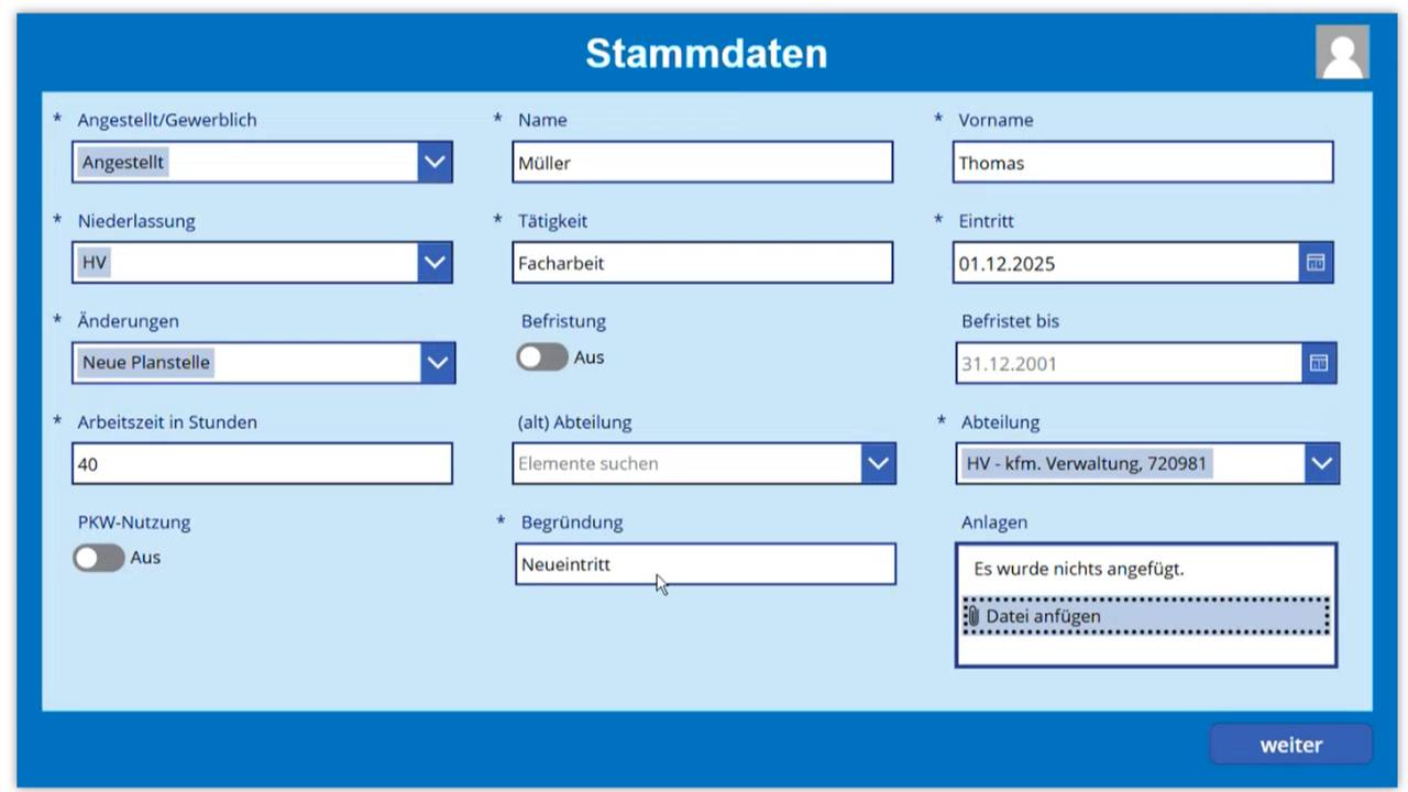 Personalverwaltung mit Power Apps und Power Automate