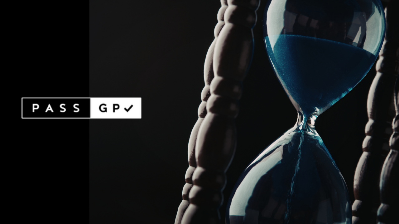 Exam clock with structured consultation checklist for pacing