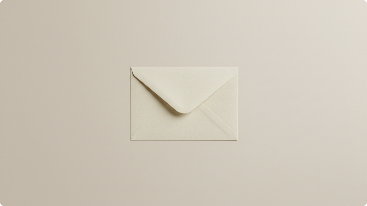 Minimal envelope icon on neutral background.