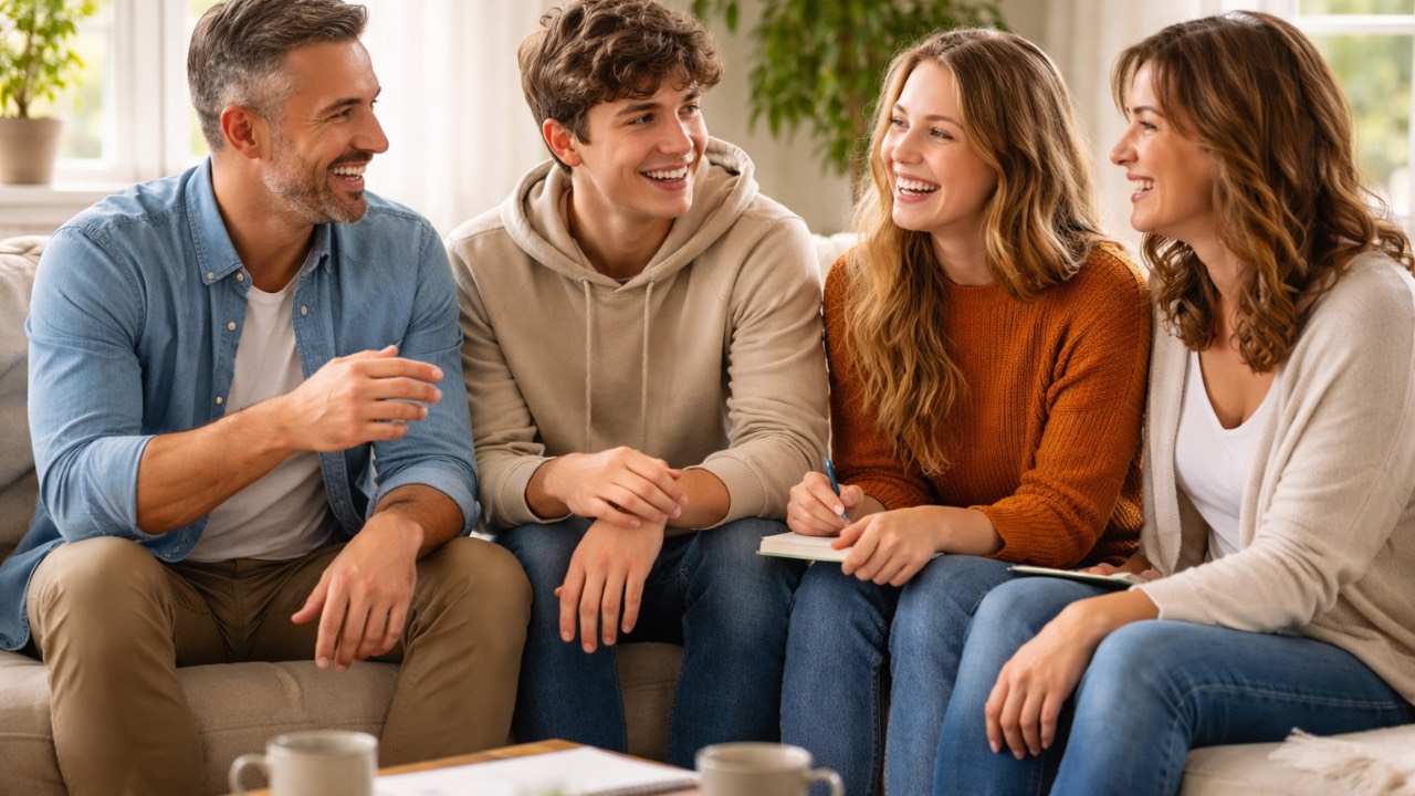 Parents having a meaningful conversation with their teen and young adult while creating clarity and direction for 2026