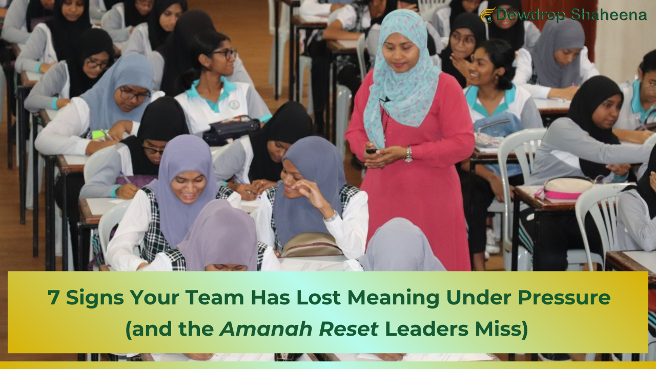 Executive Emotional Resilience Coach, Dewdrop Shaheena training a group of 140 students ready for their secondary examinations 