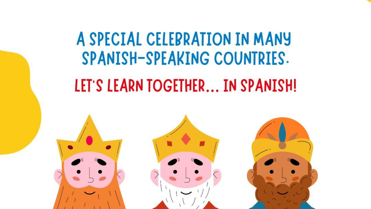 Celebración del Día de Reyes con coronas, una estrella, zapatos listos para los regalos y Rosca de Reyes: tradiciones españolas para familias bilingües