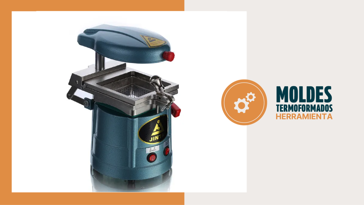 Máquina de termoformado para fabricación de moldes usados en pastelería