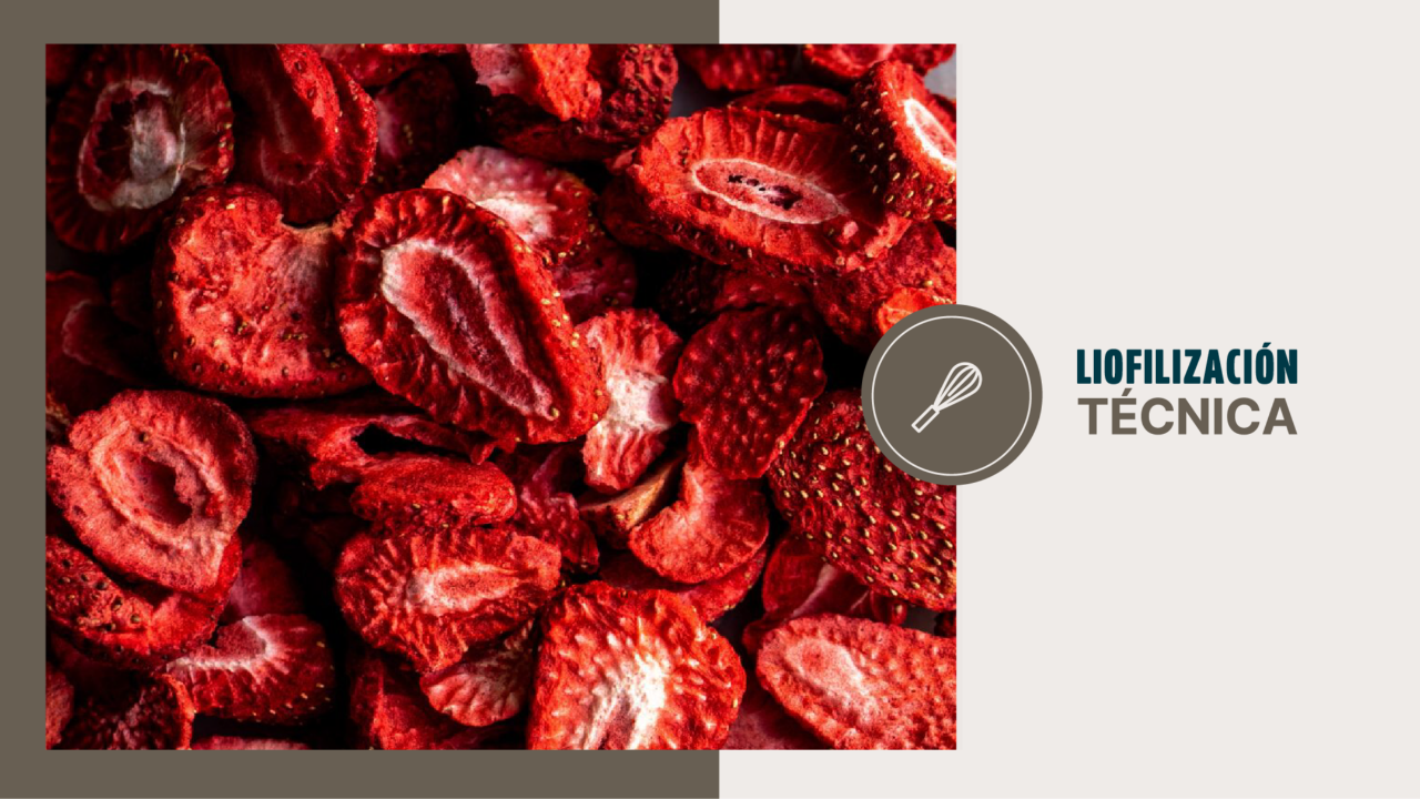 Fresas liofilizadas mediante proceso de liofilización, conservando color, aroma y textura crujiente