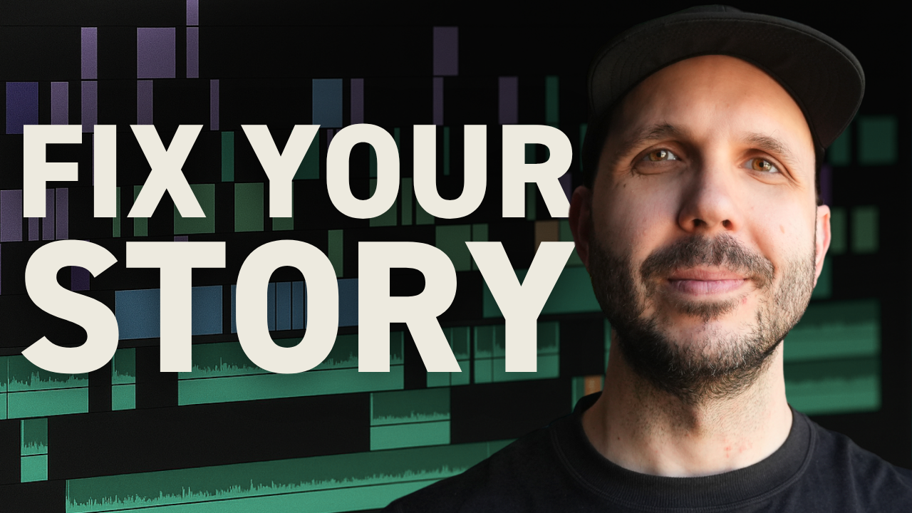 Professional video editor timeline showing story beat placement at 10-15% mark to hook viewers