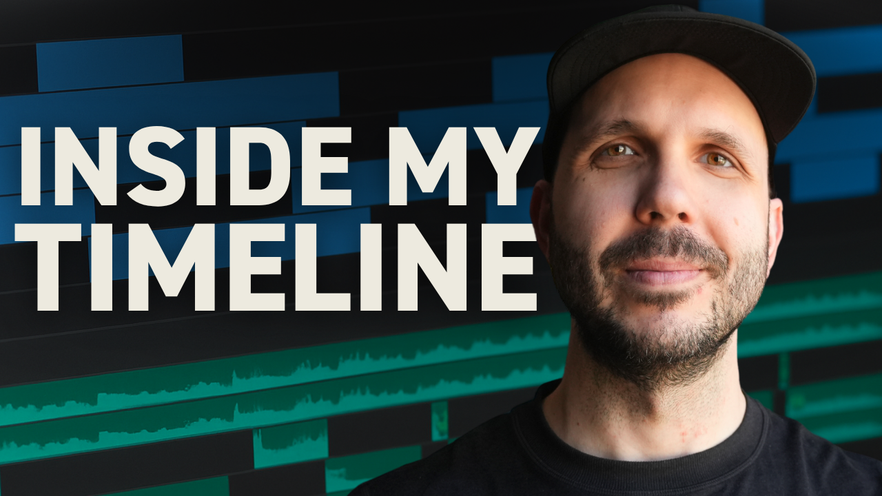 Professional video editor working at timeline showing real-time editing process with multiple video tracks