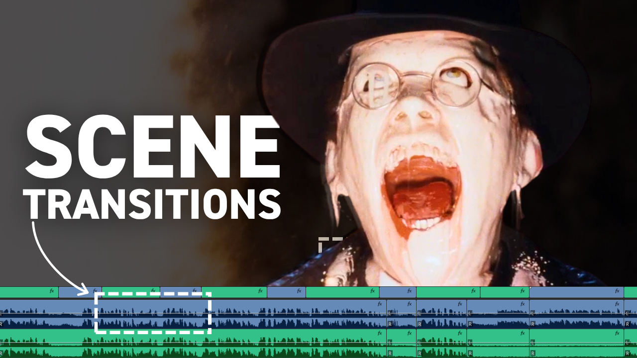 Professional video editor working on seamless scene transitions using music techniques in editing software