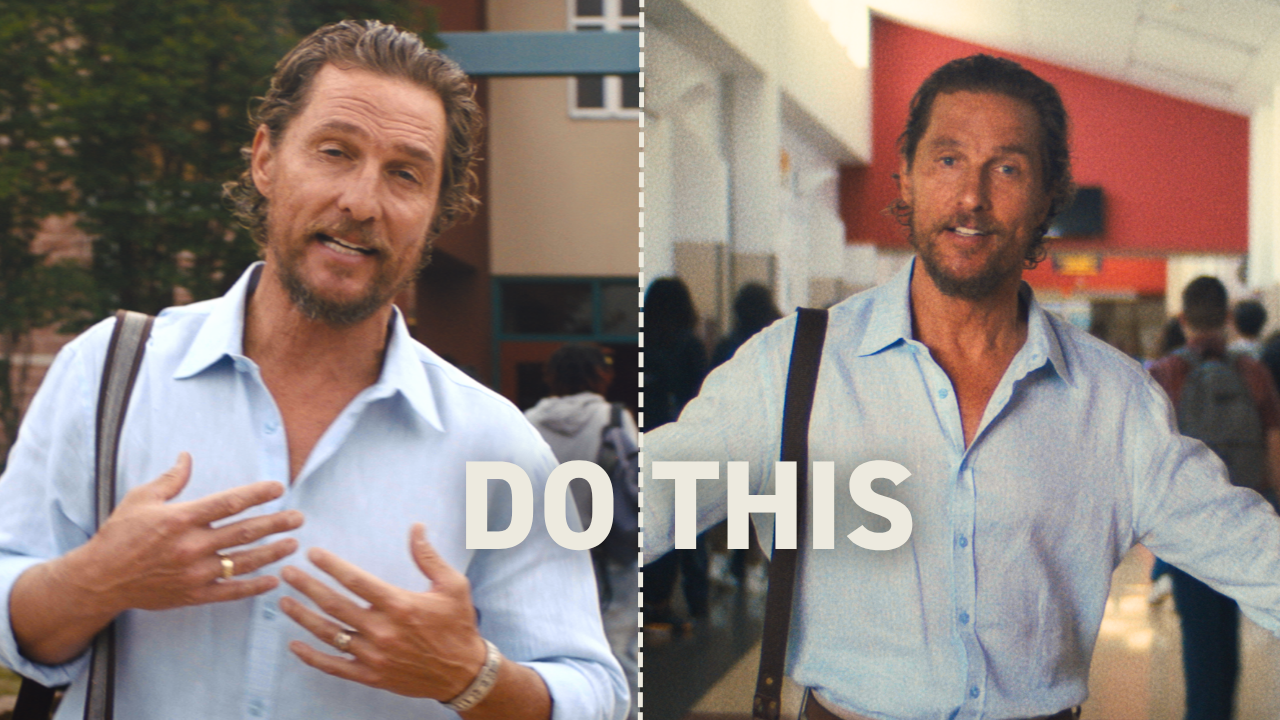 Two shots of actor Matthew McConaughey on a pro editing timeline