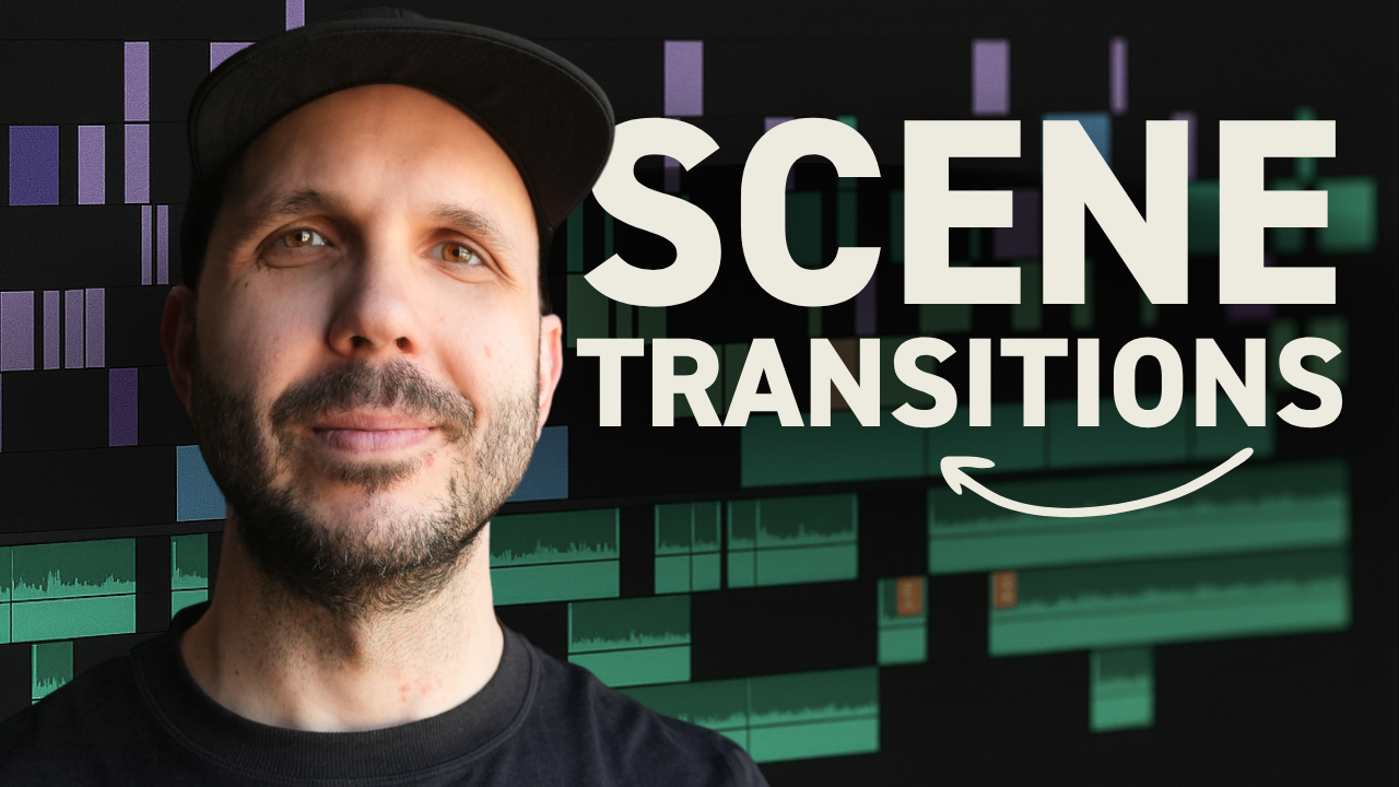 Professional video editor working on scene transitions in editing software timeline