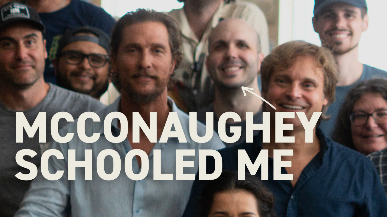 Pro video editor on set with Matthew McConaughey