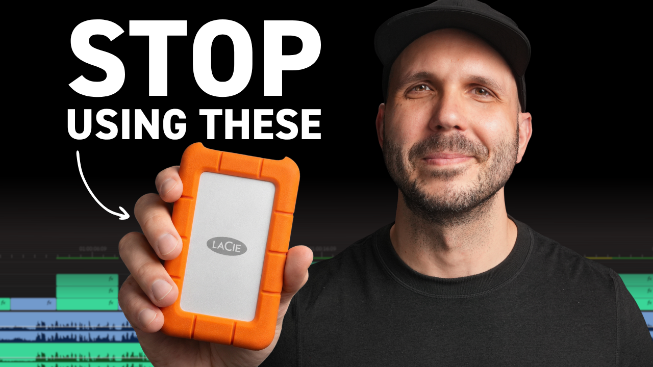 Professional video editor organizing project files and media using structured folder system on computer screen