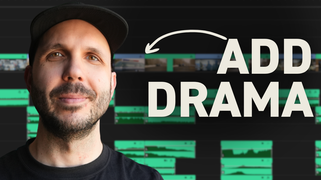 Professional video editing timeline showing cross-cutting technique between two tense scenes to build suspense