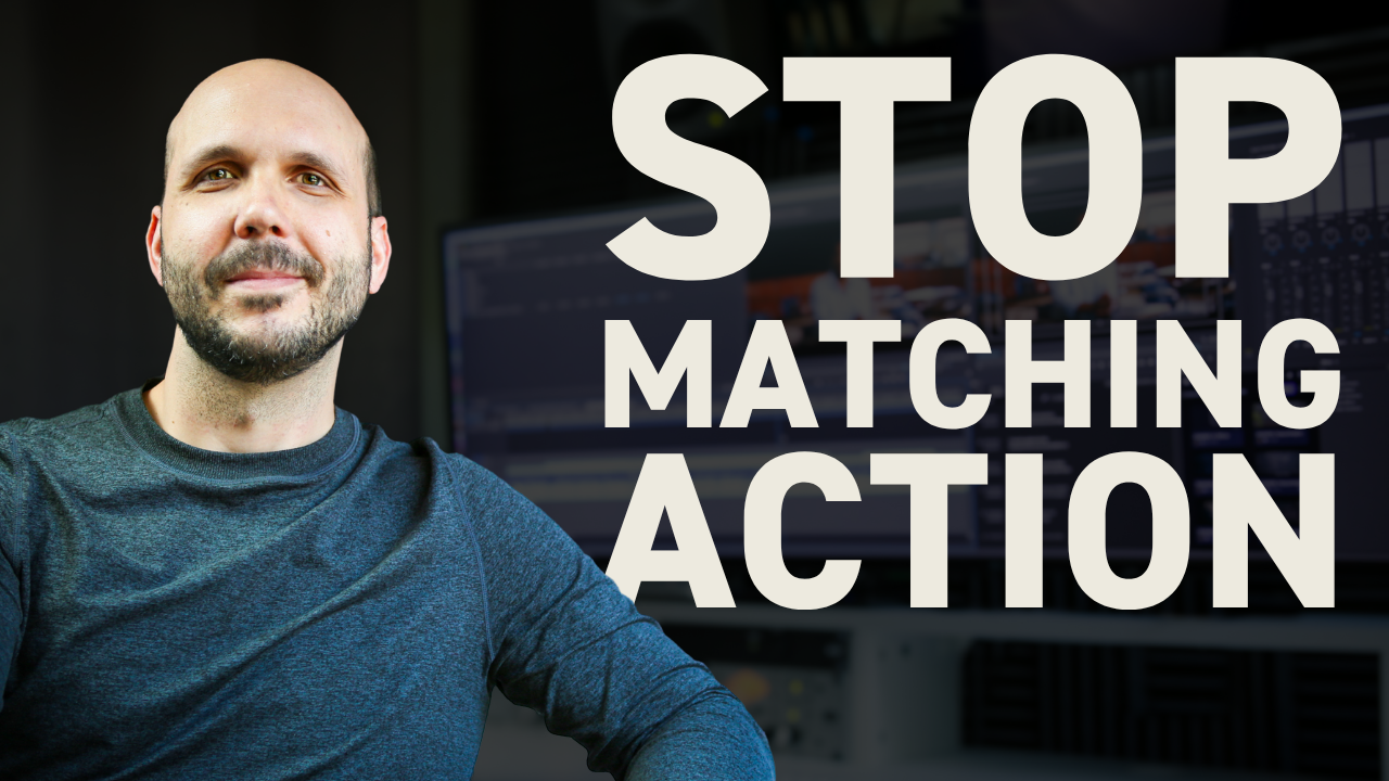 Video editing timeline showing nodal editing technique with separate shots containing distinct actions instead of match-on-action cuts