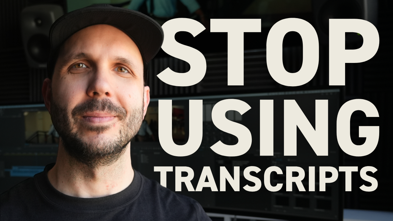 Professional video editor working on documentary timeline with multiple audio tracks and color-coded sections