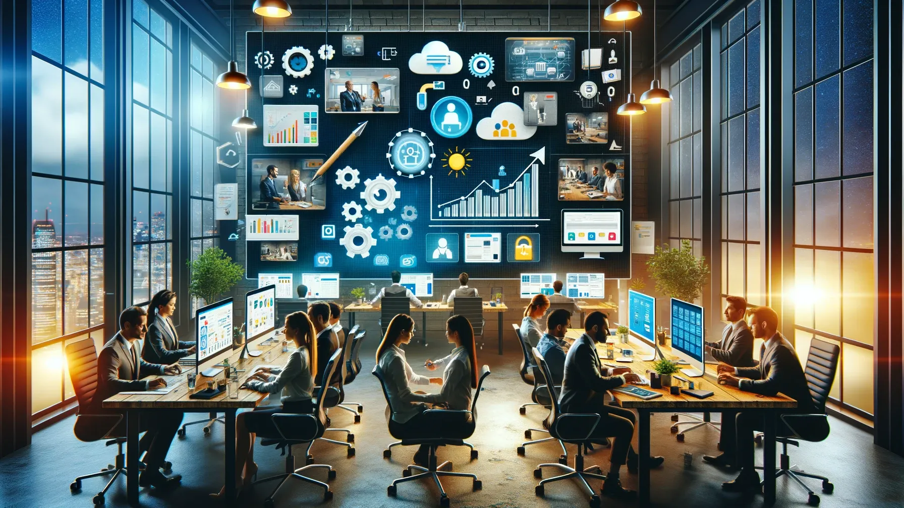 la imagen horizontal enfocada en maximizar la productividad a través de herramientas de colaboración en el trabajo.