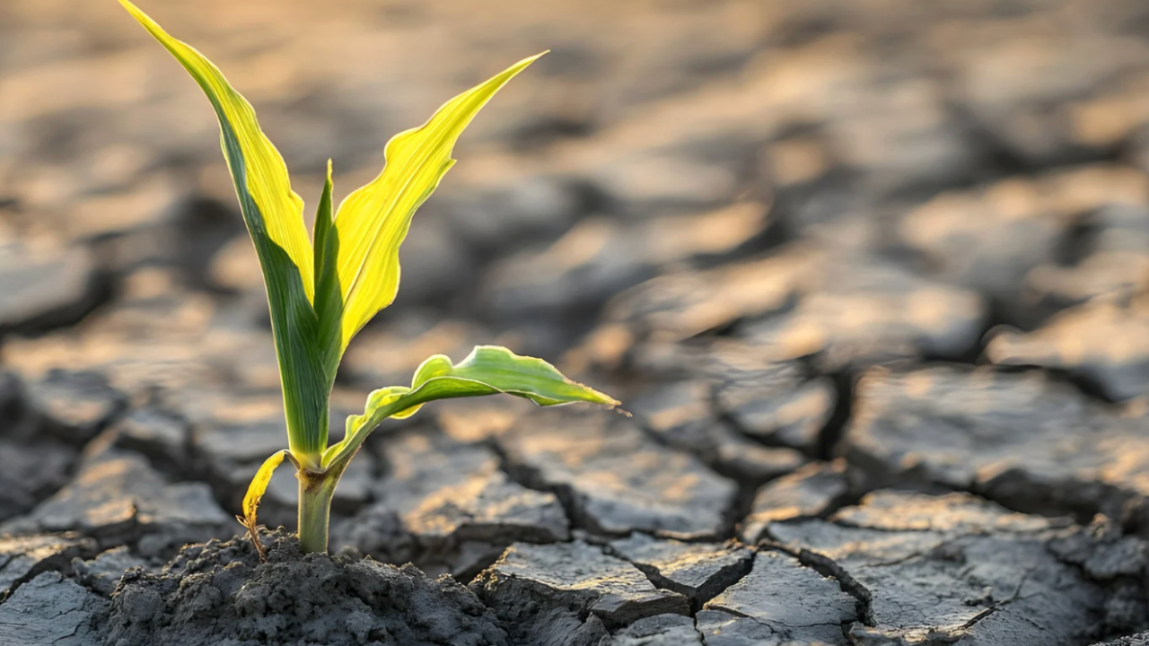 plant growing from cracked dirt