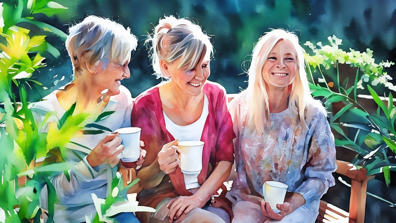 Three Women Connecting Over Coffee