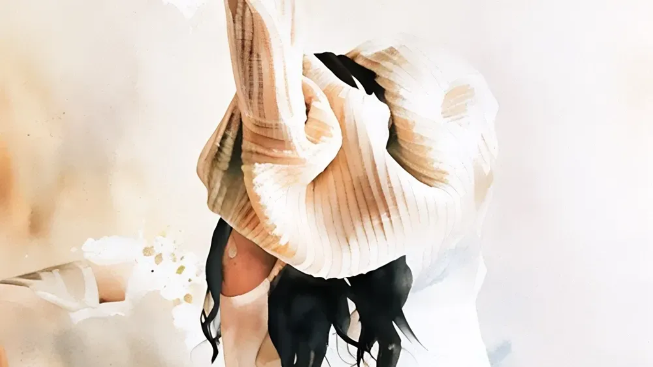 Image of a Woman Putting on a Sweater Over Her Head