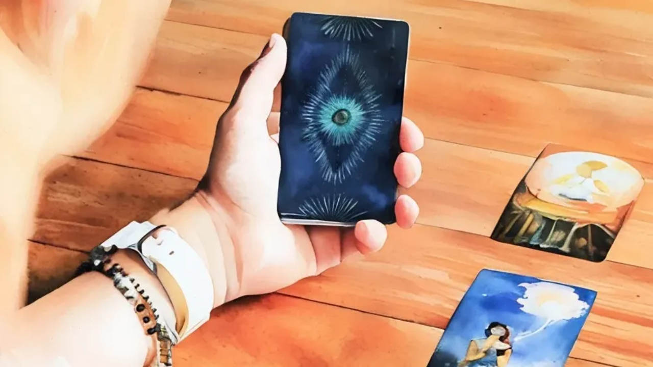 Woman reading tarot card