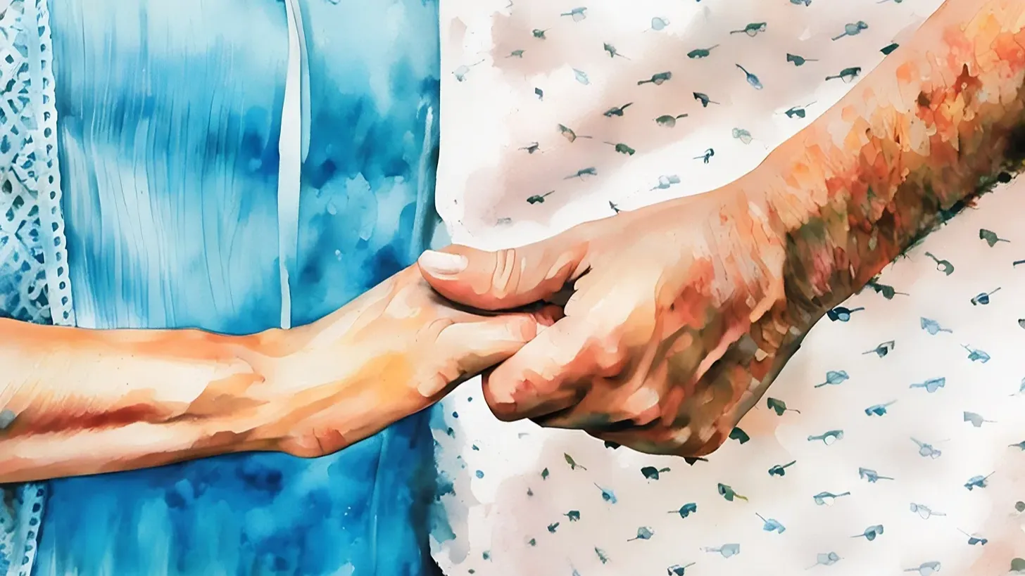 Close up picture of a couple's hands