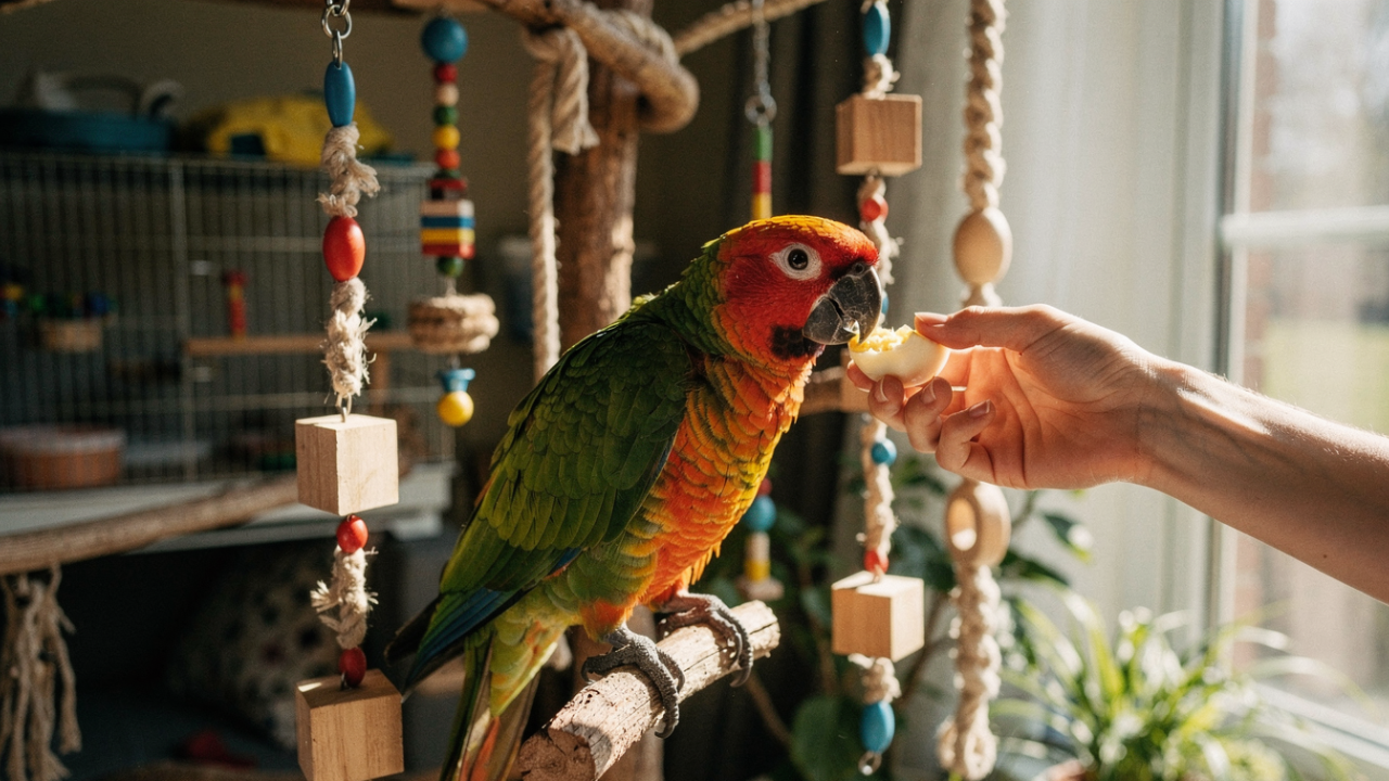 Parrot Eating Egg