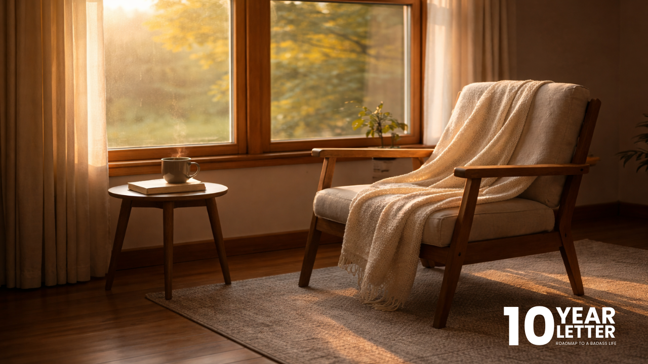 A quiet chair beside a window with soft natural light, creating a calm, reflective atmosphere