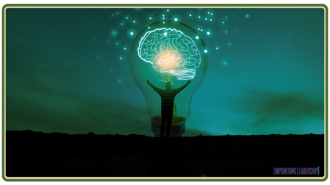 Homegrown Wisdom - Person in field generating a large idea, represented in a lightbulb. - Empowering Leadership Teams