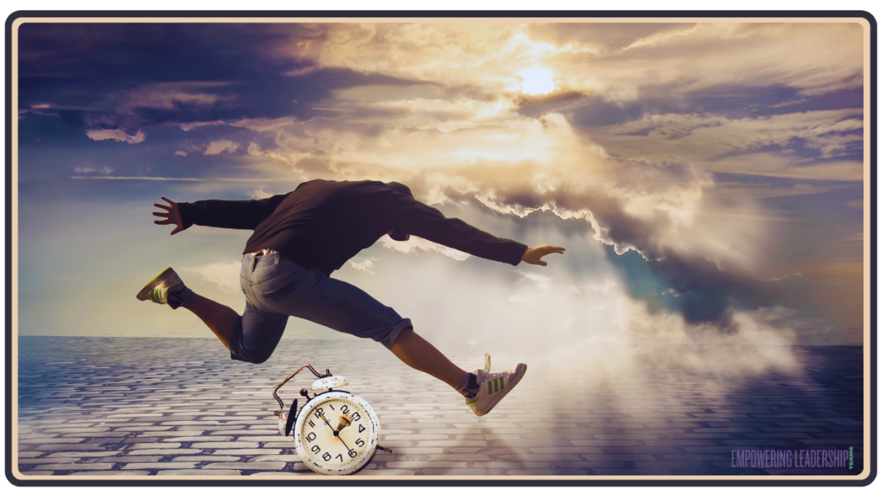 Business man jumping over clock - Empowering Leadership Teams