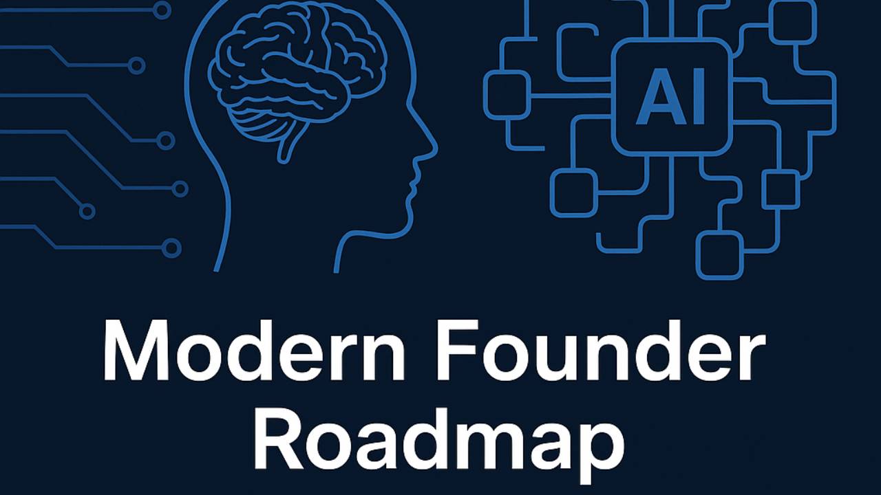Image of a Human and AI with the words the Modern Founder Roadmap