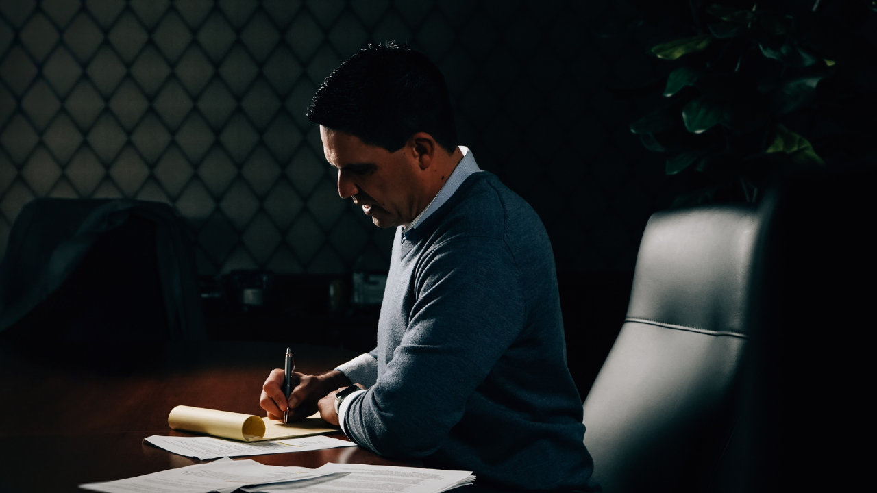 Chad Carden working at a desk
