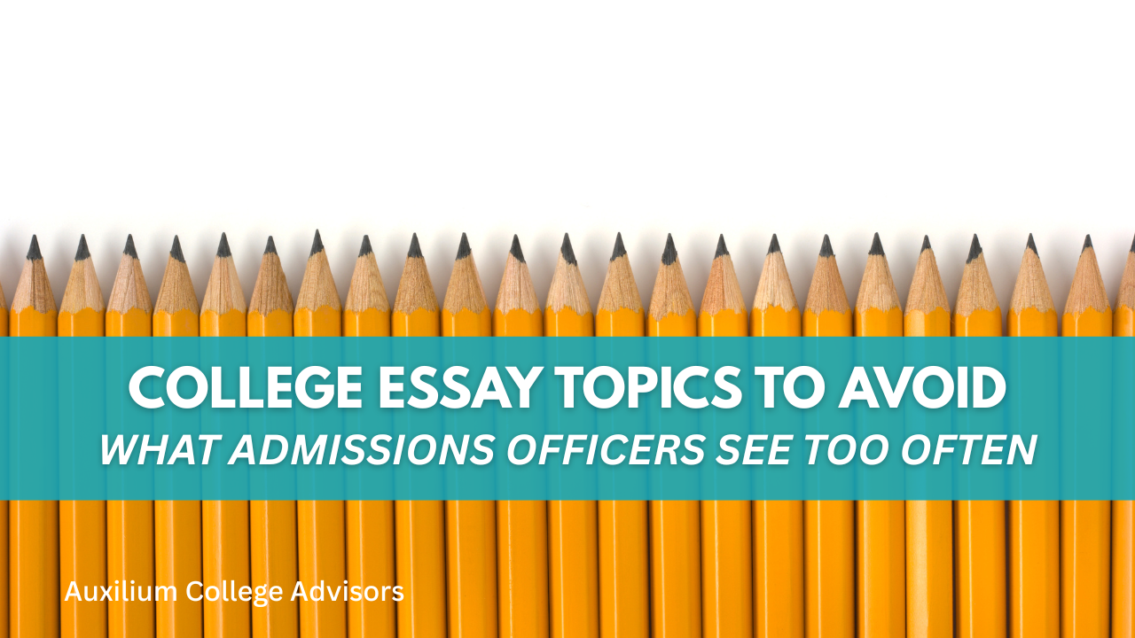 row of identical yellow pencils representing common college essay topics admissions officers see too often