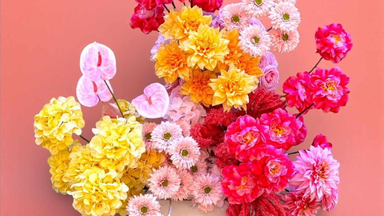 Artificial flowers in vase