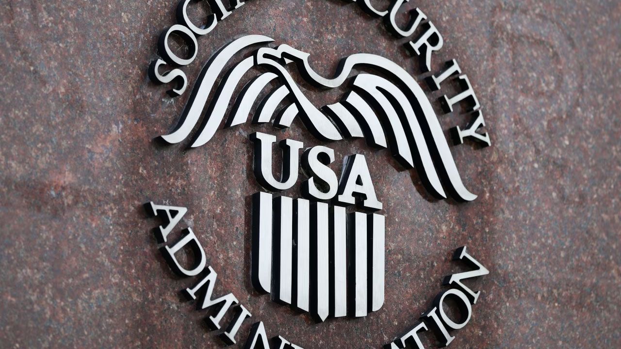 The Social Security Administration’s logo on a government building