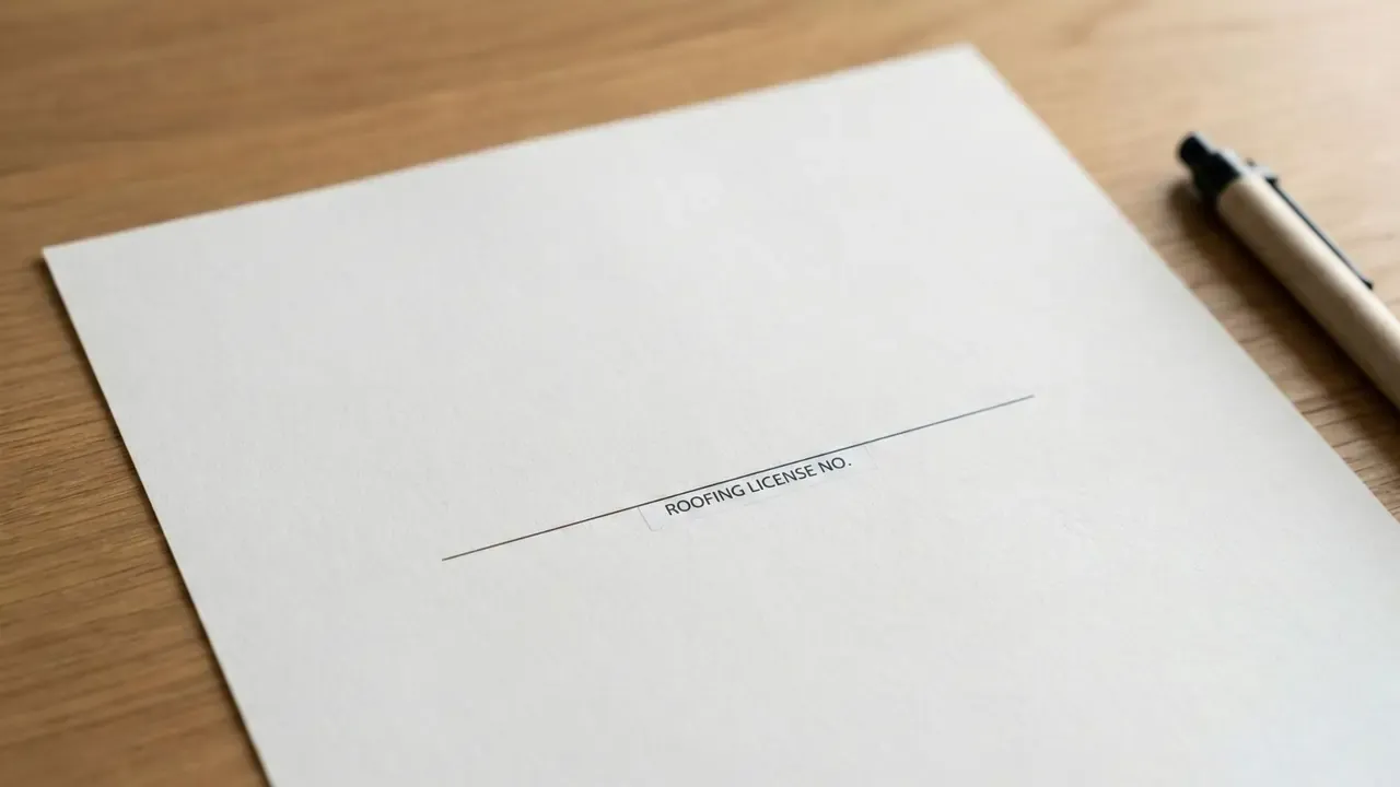 A blank contract showing an empty line for illinois roofing license number