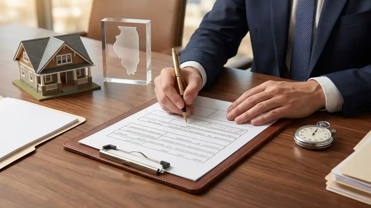 A roofer filling out the illinois roofing license application form