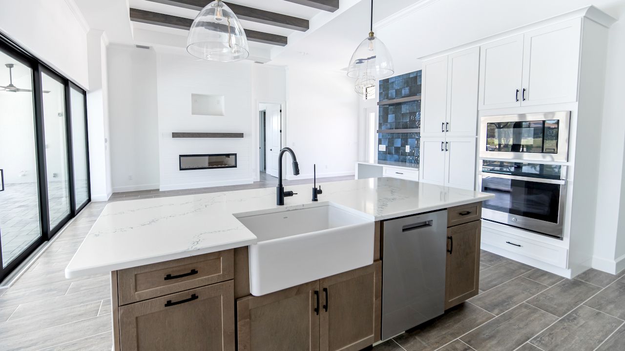 Kitchen with undermount apron sink