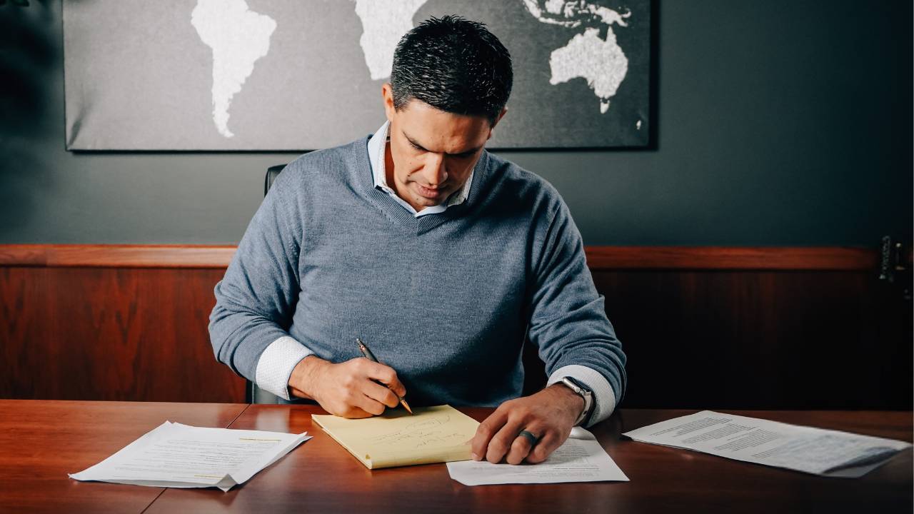 Chad Carden working at a desk