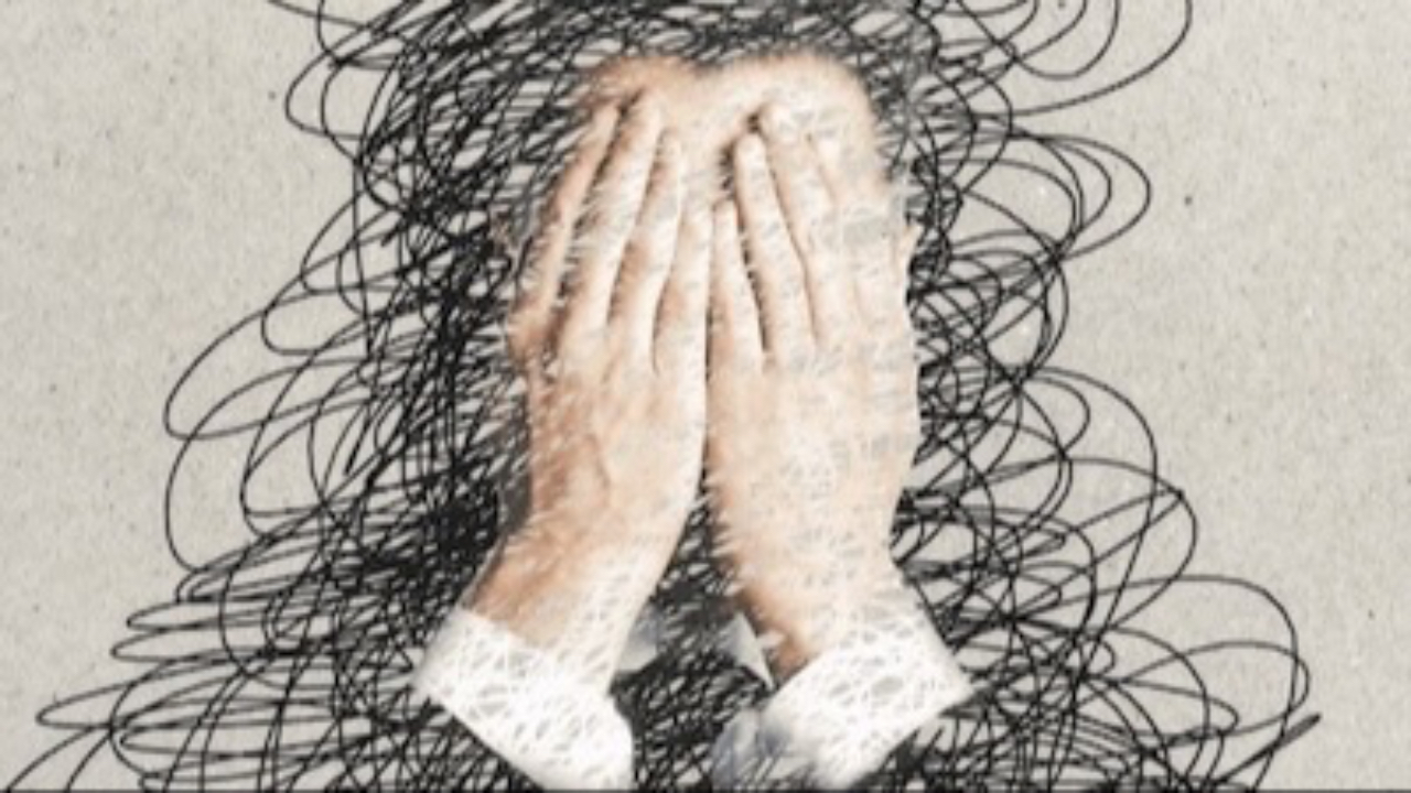 Person who is stressed overwhelmed and burnt out