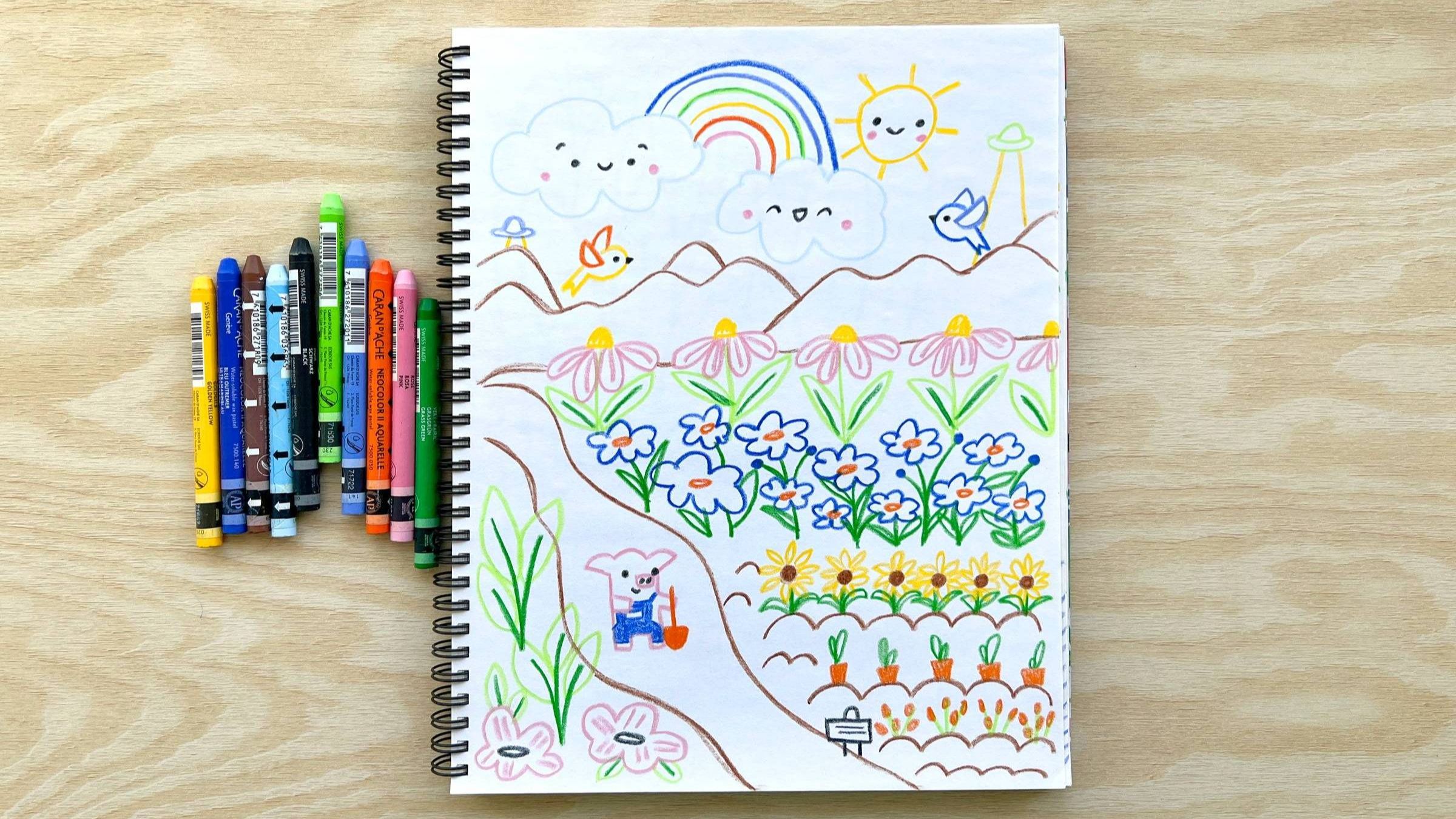 art by Genna Blackburn of a pig walking down a garden path carrying a small garden shovel