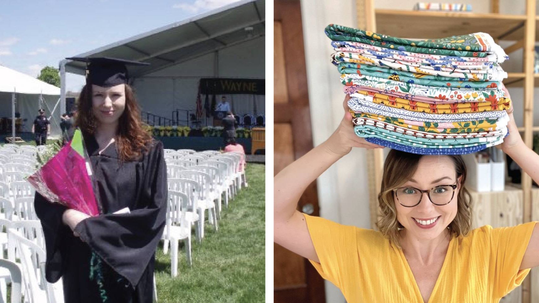 On the left: me graduating from college in 2006 with little opportunities for putting my artwork on the internet. On the right: me years later taking advantage of all the opportunities that popped up since 2006.