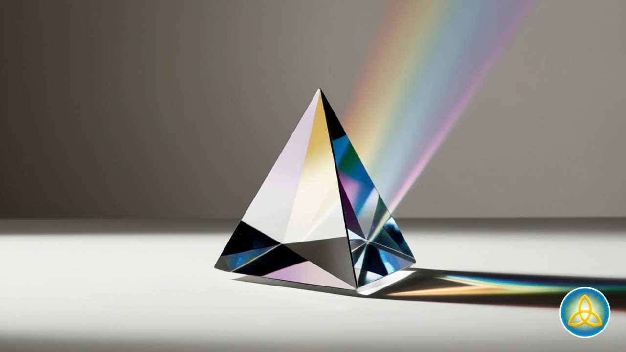 Light passing through a crystal prism dispersing into spectrum - representing how the brain filters reality in the neuroscience of manifestation