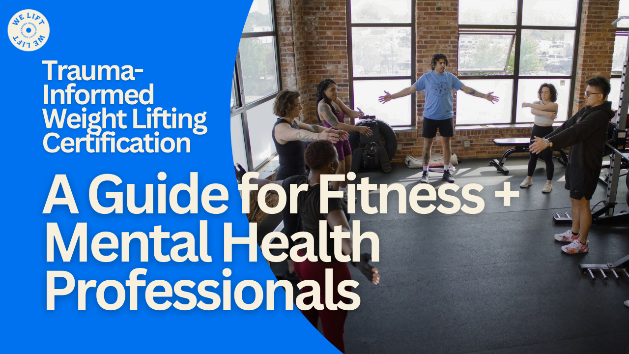 Women and men using their Trauma-Informed Weight Lifting certification to support their clients in the gym.